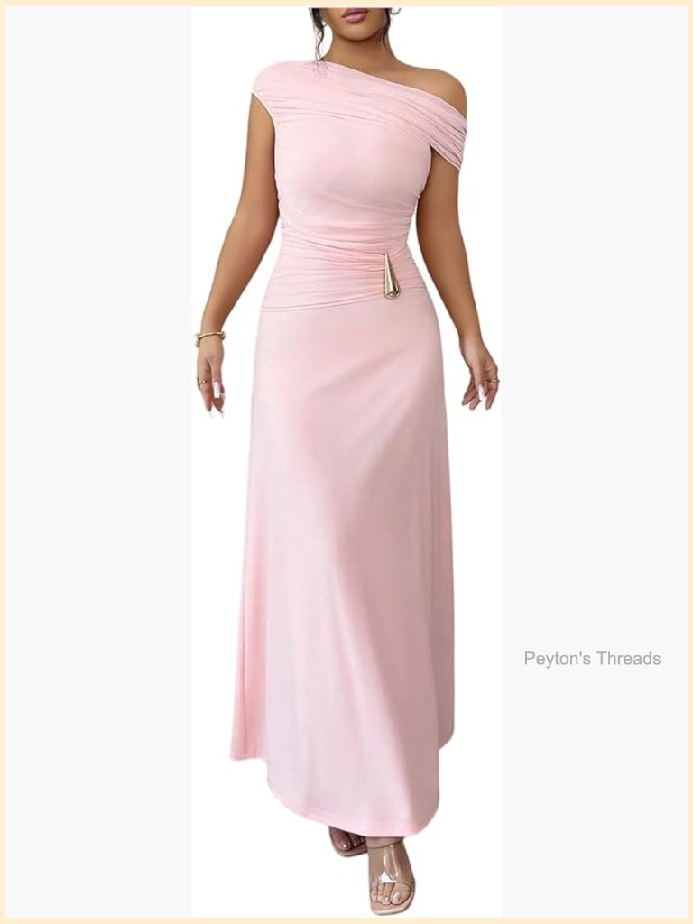 Off The Shoulder Ruched Maxi Dress Bodycon Stretchy